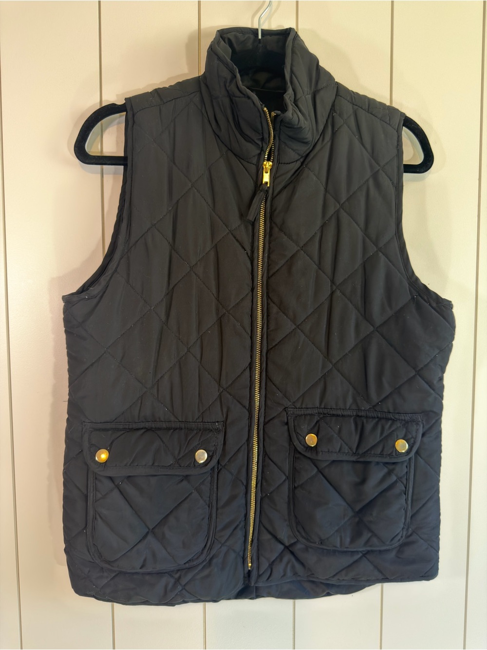 Quinn Quilted Sleeveless Vest in Black with Gold Hardware - Size M